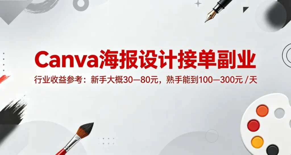 Canva海报设计副业实操：新手找对平台一天也有收益
